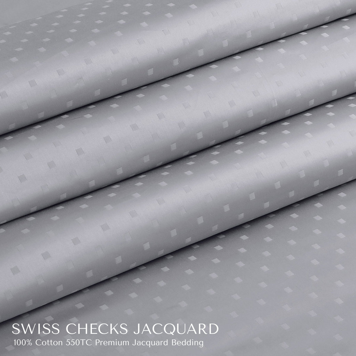 Malako Swiss Checks Jacquard 550 TC 100% Cotton King Size Bedding - MALAKO