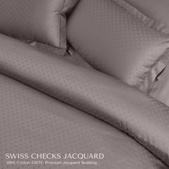 Malako Swiss Checks Jacquard 550 TC 100% Cotton King Size Bedding - MALAKO