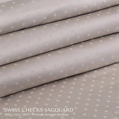 Malako Swiss Checks Jacquard 550 TC 100% Cotton King Size Bedding - MALAKO