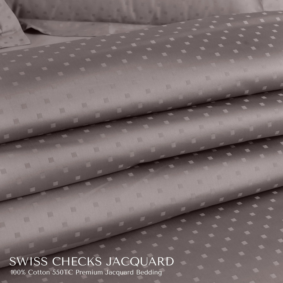 Malako Swiss Checks Jacquard 550 TC 100% Cotton King Size Bedding - MALAKO