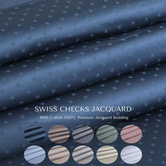 Malako Swiss Checks Jacquard 550 TC 100% Cotton King Size Bedding - MALAKO