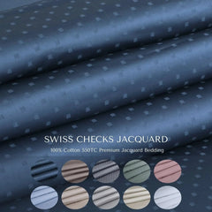Malako Swiss Checks Jacquard 550 TC 100% Cotton King Size Bedding