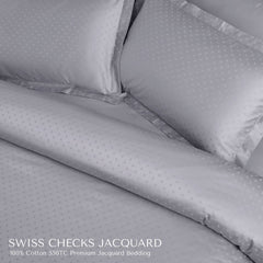 Malako Swiss Checks Jacquard 550 TC 100% Cotton King Size Bedding - MALAKO