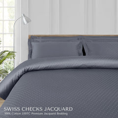 Malako Swiss Checks Jacquard 550 TC 100% Cotton King Size Bedding - MALAKO