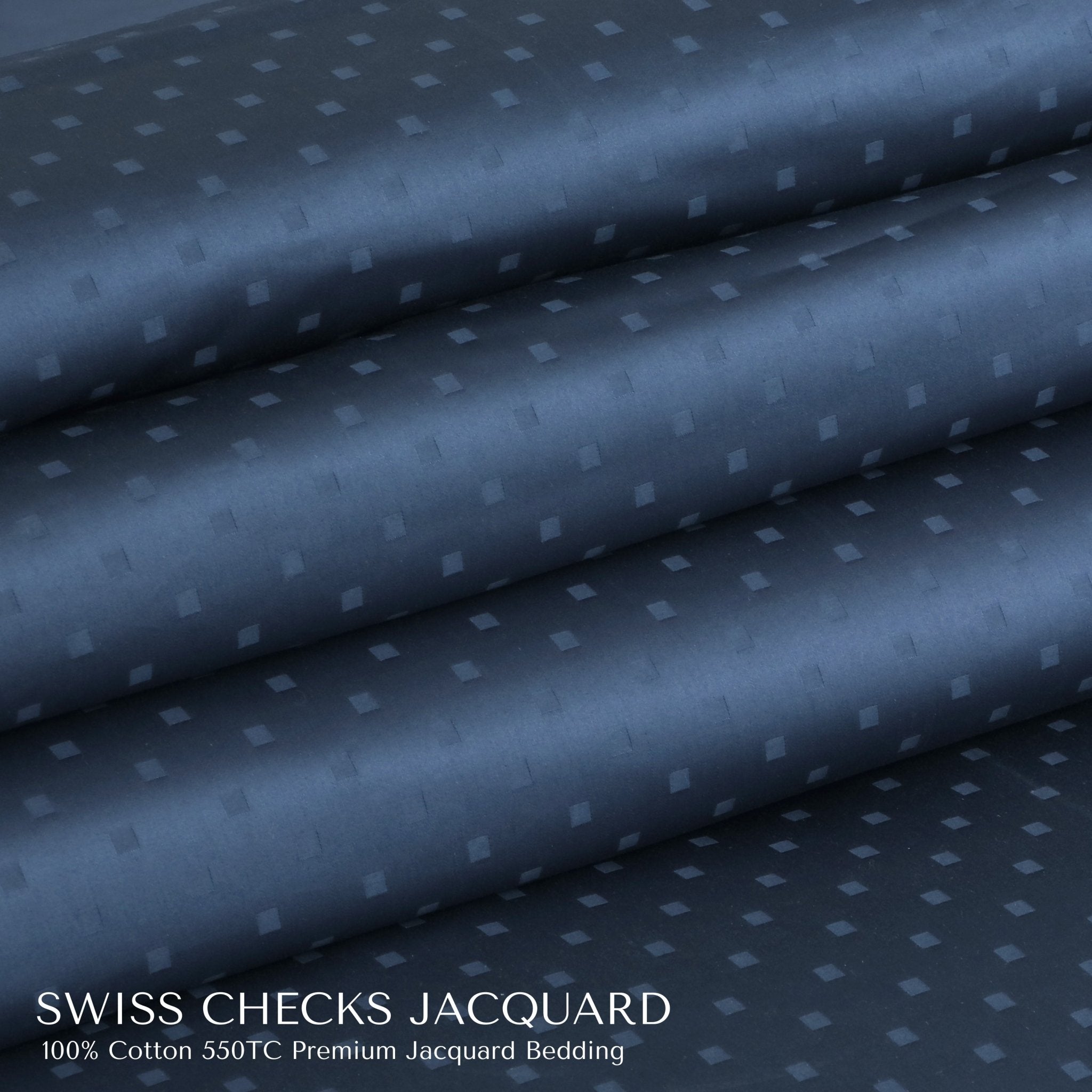 Malako Swiss Checks Jacquard 550 TC 100% Cotton King Size Bedding - MALAKO