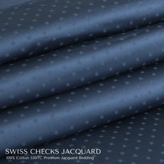 Malako Swiss Checks Jacquard 550 TC 100% Cotton King Size Bedding - MALAKO