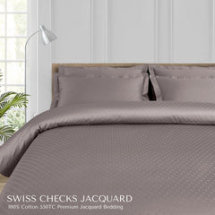 Malako Swiss Checks Jacquard 550 TC 100% Cotton King Size Bedding - MALAKO