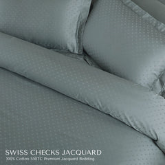 Malako Swiss Checks Jacquard 550 TC 100% Cotton King Size Bedding - MALAKO