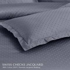 Malako Swiss Checks Jacquard 550 TC 100% Cotton King Size Bedding - MALAKO