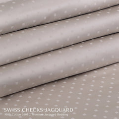 Malako Swiss Checks Jacquard Beige 550 TC 100% Cotton Duvet Cover - MALAKO