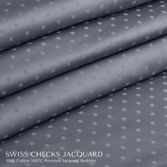 Malako Swiss Checks Jacquard Grey 550 TC 100% Cotton Duvet Cover - MALAKO