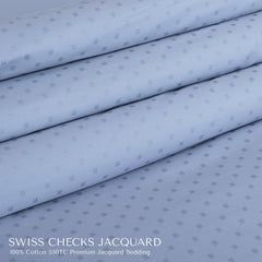 Malako Swiss Checks Jacquard Pigeon Blue 550 TC 100% Cotton Duvet Cover - MALAKO