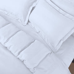 Malako Turin Jacquard White Stripes 500TC 100% Cotton King Size Bed Sheet with 2 Pillow Covers - MALAKO