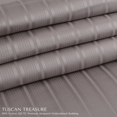 Malako Tuscan Treasure Striped Jacquard + Embroidered Taupe 550 TC 100% Cotton Duvet Cover - MALAKO