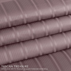 Malako Tuscan Treasure Striped Jacquard + Embroidered Wine 550 TC 100% Cotton King Size Bedding - MALAKO