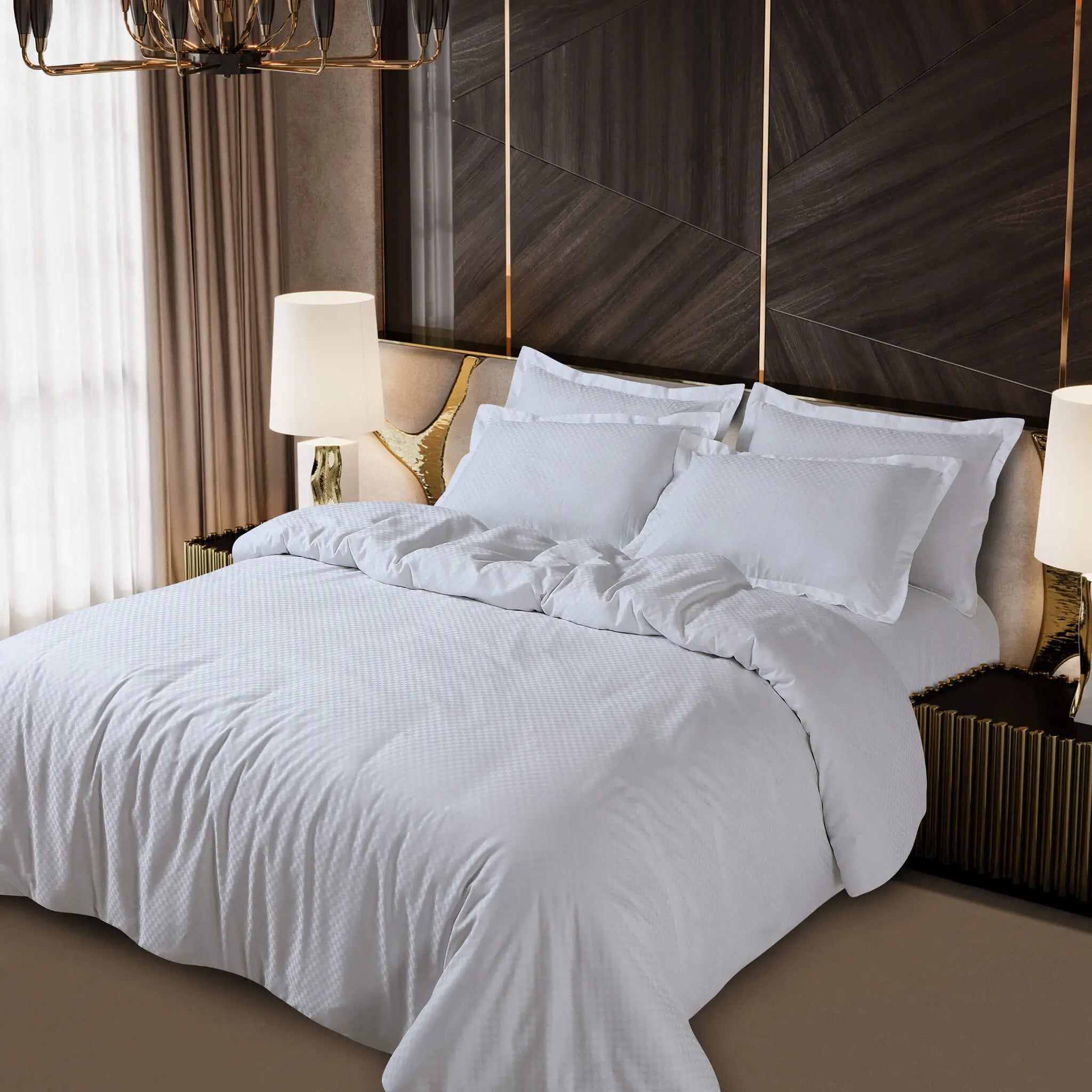 white jacquard sheets duvet