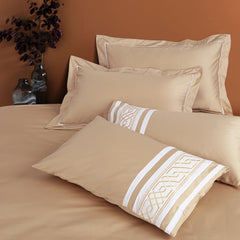 Malako Embroidered Duvet Cover Set - Beige 100% Cotton King Size Duvet Set