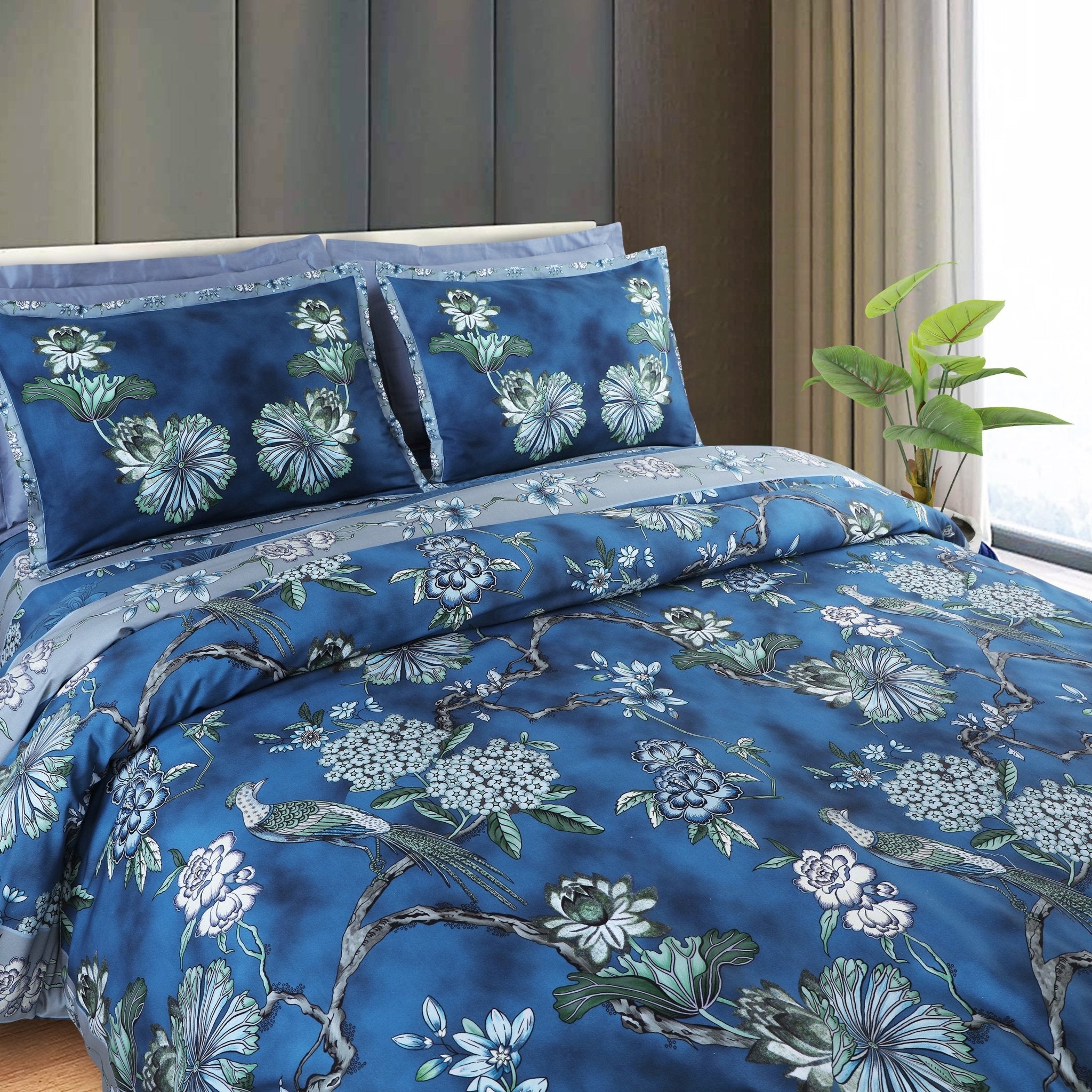 100% Cotton 350TC Blue Ethnic Sion Bedding Collection - MALAKO