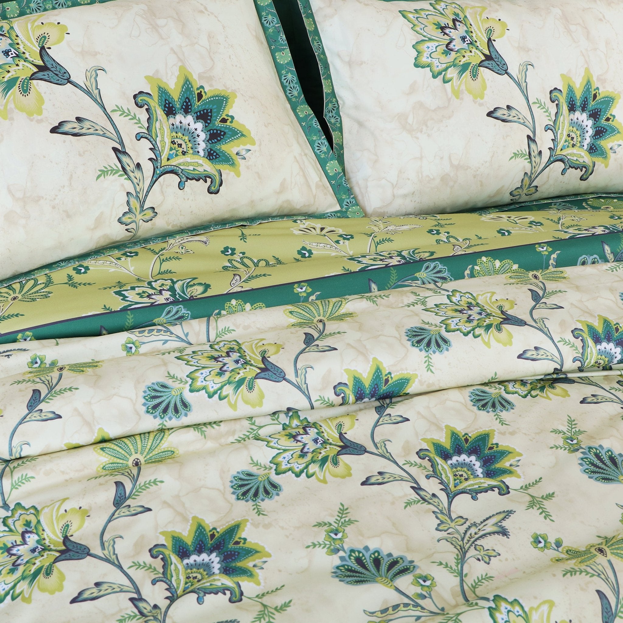 100% Cotton 350TC Green Floral Sion Bedding Collection - MALAKO