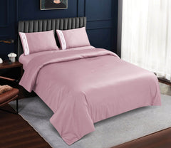100% Cotton King Size Embroidery Plain Solid Wine Vivid Bed Sheet Set With 4 Pillow Covers - MALAKO