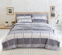 Malako Royale XL Bed Sheet - Grey Abstract King Size 100% Cotton Bedsheet