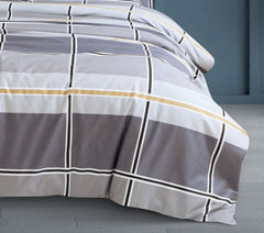 Malako Royale XL Bed Sheet - Grey Abstract King Size 100% Cotton Bedsheet