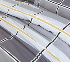 Malako Royale XL Bed Sheet - Grey Abstract King Size 100% Cotton Bedsheet