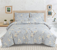 100% Cotton King Size Botanic Grey Royale XL Bed Sheet Set With 2 Pillow Covers