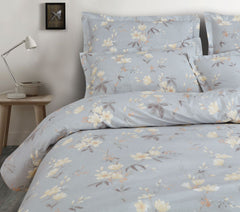 100% Cotton King Size Botanic Grey Royale XL Bed Sheet Set With 2 Pillow Covers
