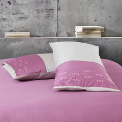 Malako Embroidered Duvet Cover Set - Fohn & Mauve 100% Cotton King Size Duvet Set