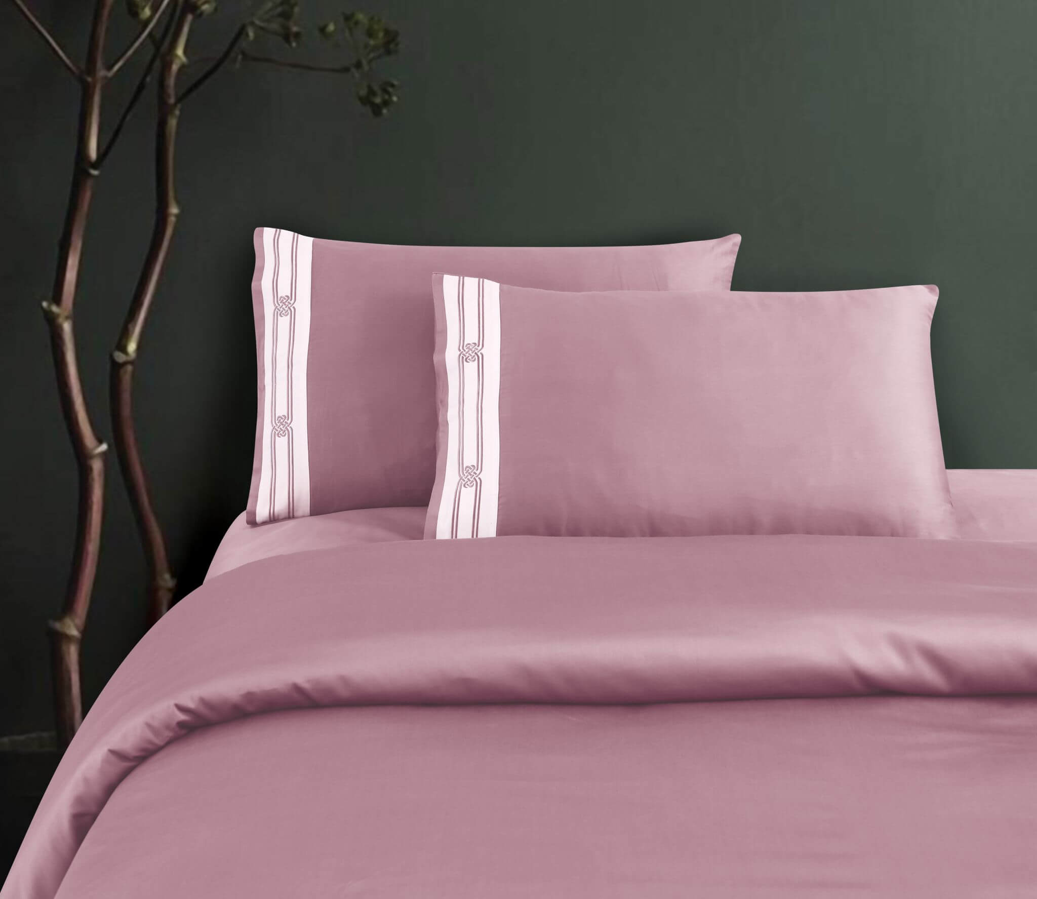 Petal Soft Vivid Embroidered Duvet Cover Set - Wine 100% Cotton King Size Duvet Set