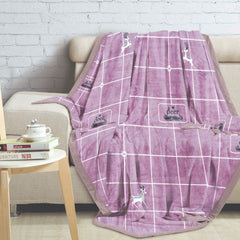 Malako Double Bed Blanket - Heavy Plush Pink Geometrical Printed Blanket