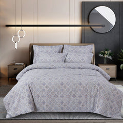 Malako Royale XL Double Bed Duvet Cover - Grey Abstract 100% Cotton King Size Quilt Cover
