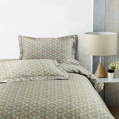 Malako Basel Bedding Set - Green Abstract 100% Cotton King Size Bedsheet With Comforter