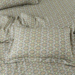Malako Basel Bedding Set - Green Abstract 100% Cotton King Size Bedsheet With Comforter