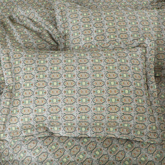 Malako Basel Bedding Set - Green Abstract 100% Cotton King Size Bedsheet With Comforter