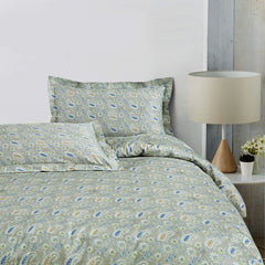 Malako Basel Bedding Set - Green Paisley 100% Cotton King Size Bedsheet With Comforter