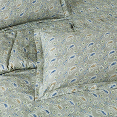 Malako Basel Bedding Set - Green Paisley 100% Cotton King Size Bedsheet With Comforter
