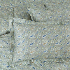 Malako Basel Bedding Set - Green Paisley 100% Cotton King Size Bedsheet With Comforter