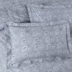 Malako Basel Bedding Set - Grey Paisley 100% Cotton King Size Bedsheet With Comforter
