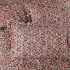 Malako Basel Bedding Set - Red Abstract 100% Cotton King Size Bedsheet With Comforter