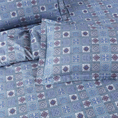 Malako Basel Blue Abstract 350 TC 100% Cotton King Size Bedsheet/Duvet Cover