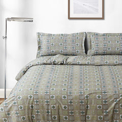 Malako Basel Green Abstract 350 TC 100% Cotton King Size Bedsheet/Duvet Cover