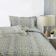 Malako Basel Green Abstract 350 TC 100% Cotton King Size Bedsheet/Duvet Cover