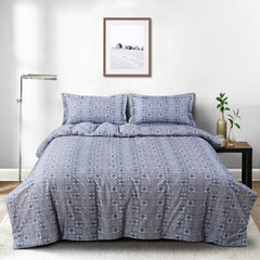 Malako Basel Grey Abstract 350 TC 100% Cotton King Size Bedsheet/Duvet Cover