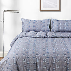Malako Basel Grey Abstract 350 TC 100% Cotton King Size Bedsheet/Duvet Cover