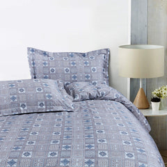 Malako Basel Grey Abstract 350 TC 100% Cotton King Size Bedsheet/Duvet Cover