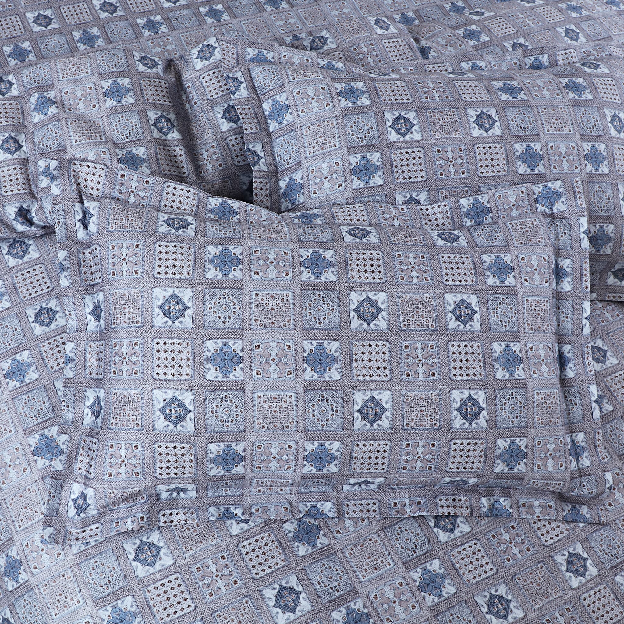Malako Basel Grey Abstract 350 TC 100% Cotton King Size Bedsheet/Duvet Cover