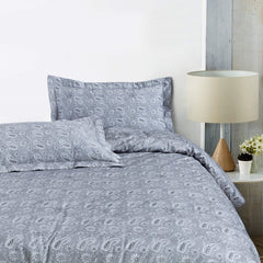 Malako Basel Grey Paisley 350 TC 100% Cotton King Size Bedsheet/Duvet Cover