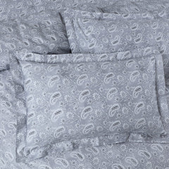 Malako Basel Grey Paisley 350 TC 100% Cotton King Size Bedsheet/Duvet Cover